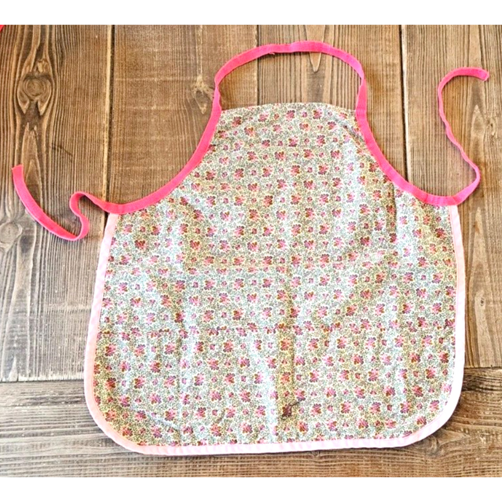 Womens Kitchen Apron One Size Pink Floral Pockets Cooking Baking Retro 50s 60s
